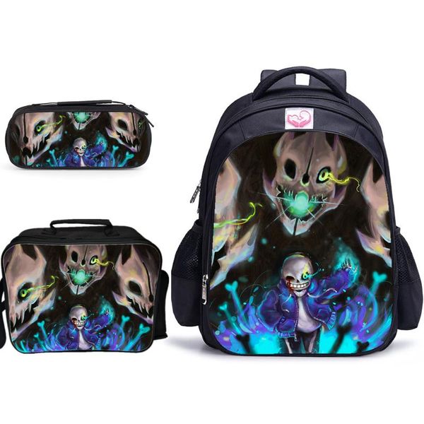 

backpack 3 pcs/set 16 inch undertale kid school bags primary student for girls boys book bag shoulder backpacks mochila infantil