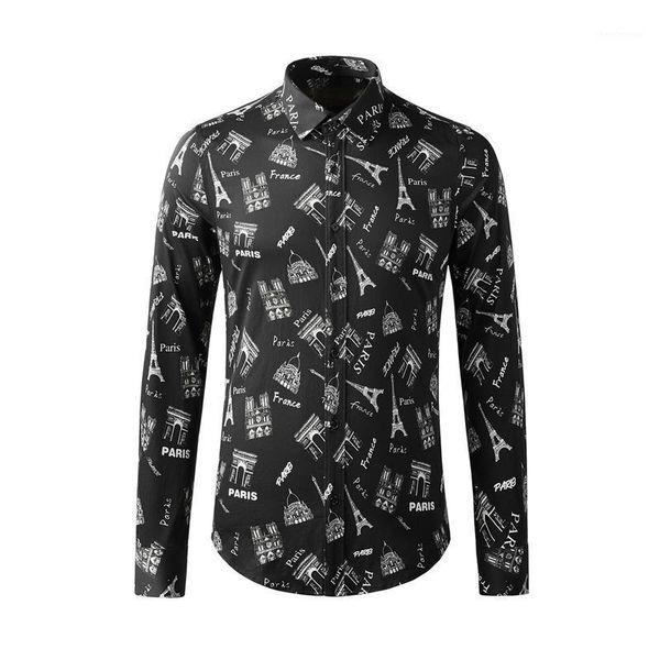 

men 100% pure cotton long sleeve slim casual businss male dress shirts plus size printed camisas masculina men's, White;black