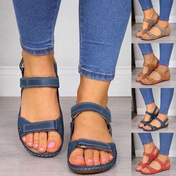

sandals spring summer hollow for women solid color fashion pu leather open toe casual female flat shoes large size 43, Black