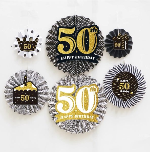 

one black scene decoration paper fan flower 50 year old party pendant suppli