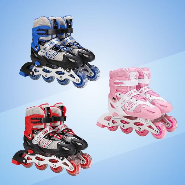 

single row flashing pvc wheel adjustable three-color optional roller skates inline