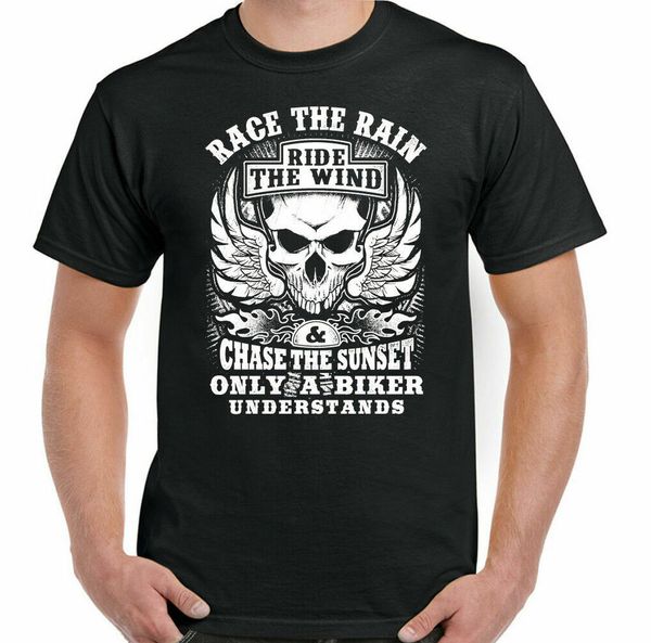 

Biker Motorcycle Race Rain Mens Funny Bike Indian Skull, White;black