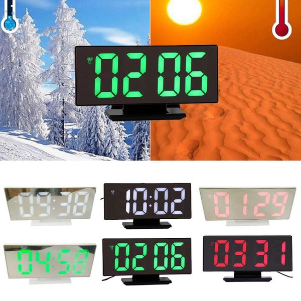 

other clocks & accessories led mirror clock digital alarm beat monitor sleep bedside table deskoffice home bedroom decorationdigitalwatc
