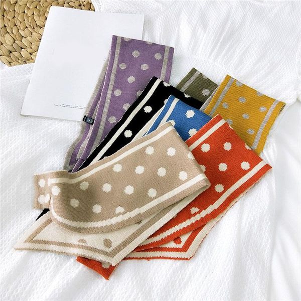 

scarves long knitting wool scarf soft warm neck warmer polka dot insert mouth small neckerchief knitted shawl shoulder wraps, Blue;gray