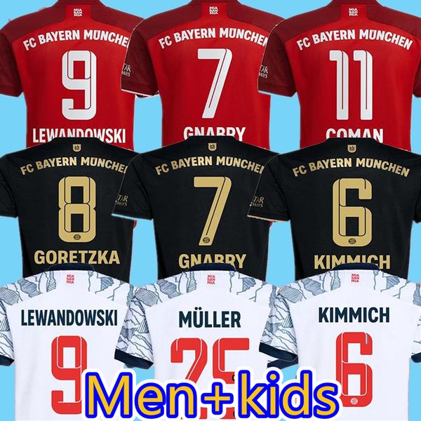 

soccer jersey 21 22 lewandowski sane kimmich coman muller davies football shirt men kids sets kit 2021 thailand quality uniform, Black;yellow