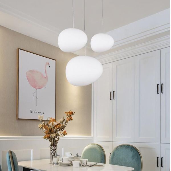 

nordic creative white cobblestone led chandelier living room restaurant bedroom loft decor hanging lighting pendant lamps