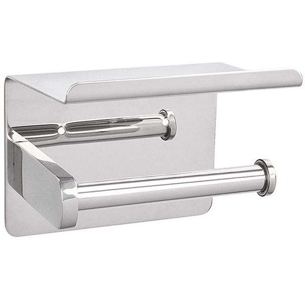 

stainless steel wall mounted toilet roll paper holder bathroom self-adhesive tissue rack with mobile phone holders