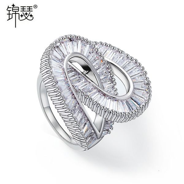 

925 sterling silverboutique zirconium diamond ring healing is inlaid with diamond, the atmosphere fashion has super flash personality, Golden;silver
