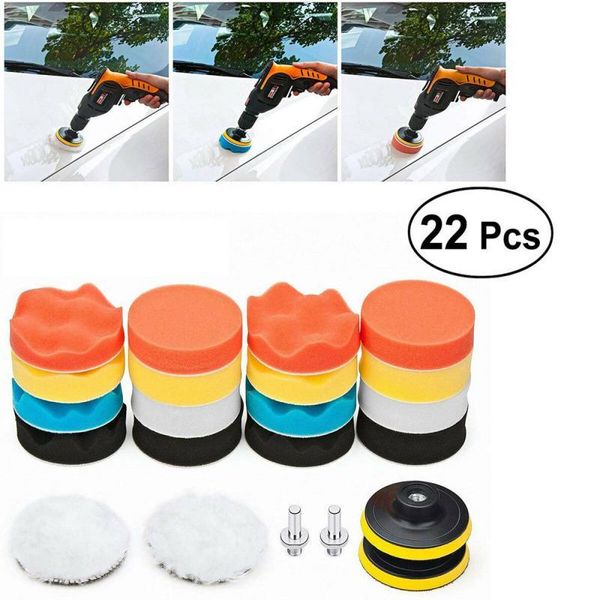 

22pcs/set car polishing disc 3inch buffing pads sponge buffer set waxing foam polisher kit for seal