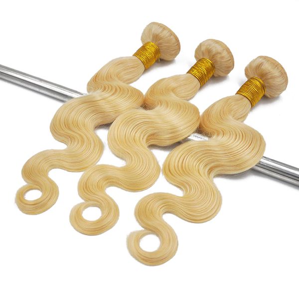 fasci di capelli vergini biondi dell'onda del corpo di qualità piacevole 8a fascio di capelli umani peruviani russi 613 colori dhl gratuito