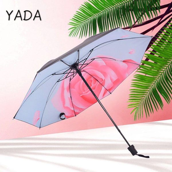 

umbrellas yada design creative flower pattern fold rainy umbrella for women anti-uv rainproof sun uv protection parasol ys200039