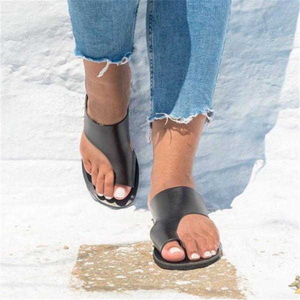

women's sandals retro womens fashion flats flip flops shoes ladies slippers beach roman summer woman #42, Black