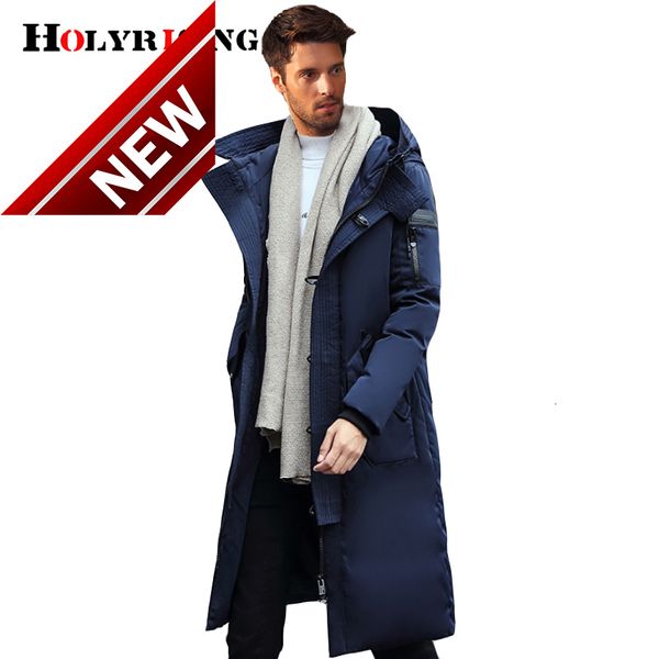 

holyrising men long down duck jackets men clothing thick warm hooded jacket winter coat snow parkas 18511-5, Black