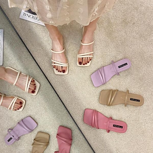 

slippers pamanni female modern fashion shallow solid ladies breathable summer outdoo sweet low heels handmade open toe shoes 1iot, Black