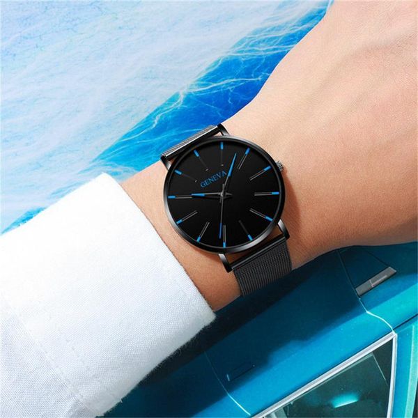 

wristwatches 2021personality fashionist men's ultra-thin simple watch business stainless steel mesh belt quartz relogio masculino, Slivery;brown