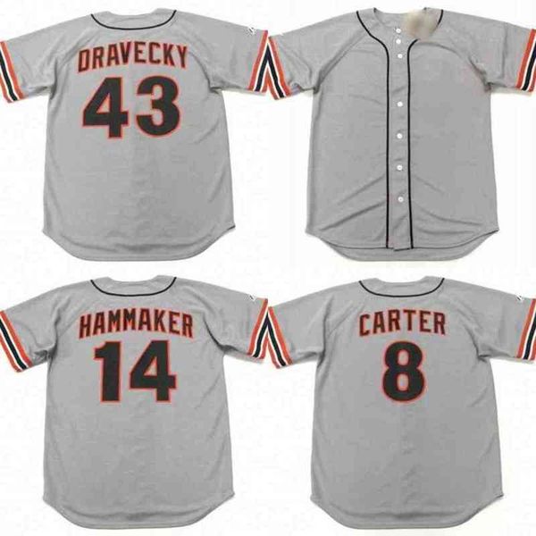 

men 8 gary carter 14 atlee hammaker 43 dave dravecky 1973 baseball jersey, Black
