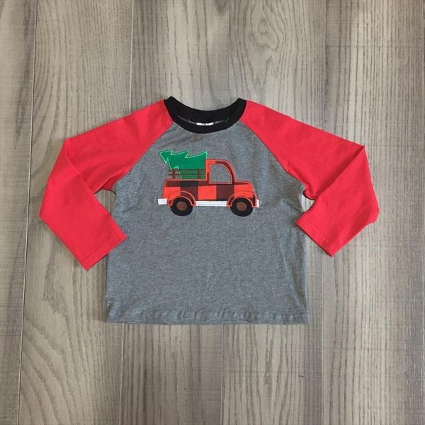 

winter boys christmas tree car raglan baby long sleeve top, Blue