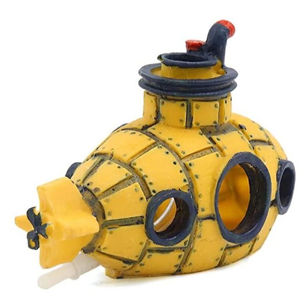 

decorations aquarium fish tank decorative bubble machine yellow spaceship