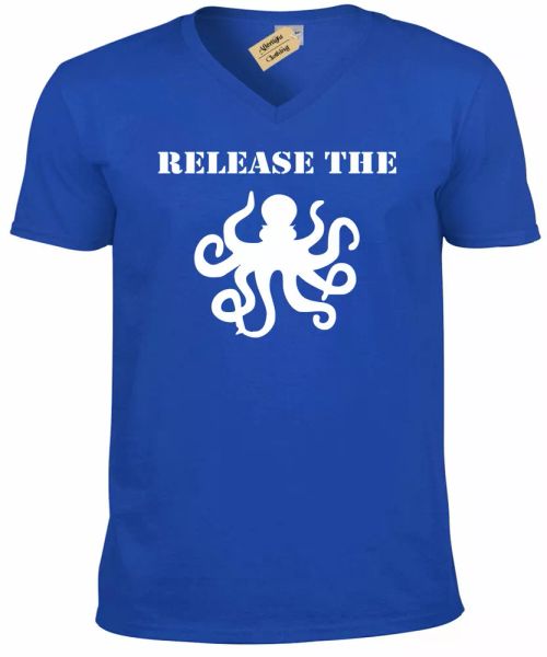

release the kraken t-shirt funny big bathroom geek nerd gift mens peak top, White;black