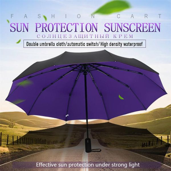 

umbrellas windproof automatic reverse folding umbrella female male ten bone car luxury large business men rain women giftparasol