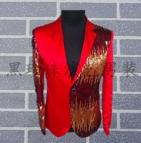 Homens ternos desenhos paillette homme ternão figurinos para cantores lantejouno blazer de dança vestido de jaqueta punk preto vermelho blazers