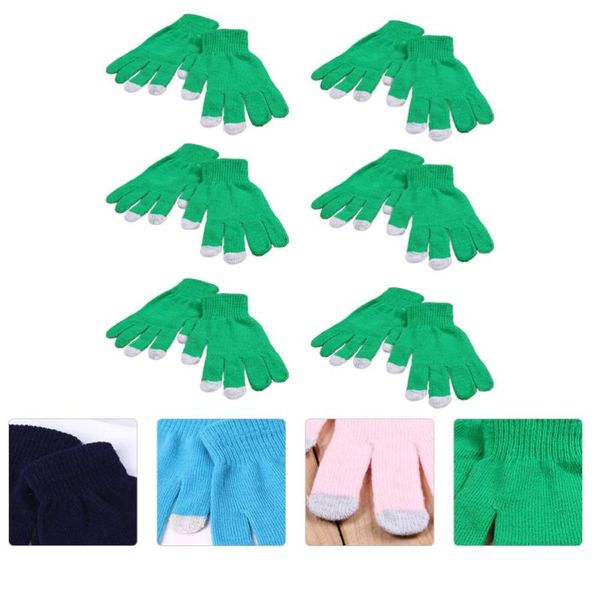 

ski gloves 6 pairs touch screen men winter warm knitted unisex
