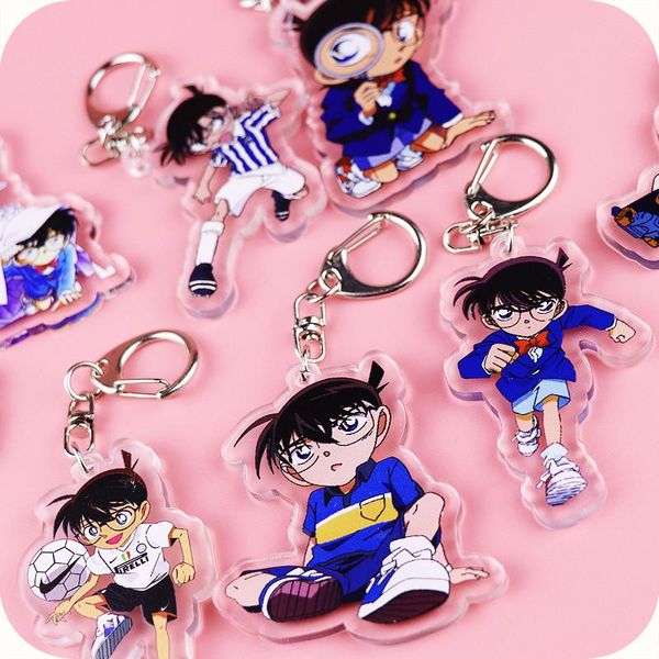 

keychains anime case closed detective conan edogawa konan acrylic keyring keychain gift halloween cosplay pendant, Silver
