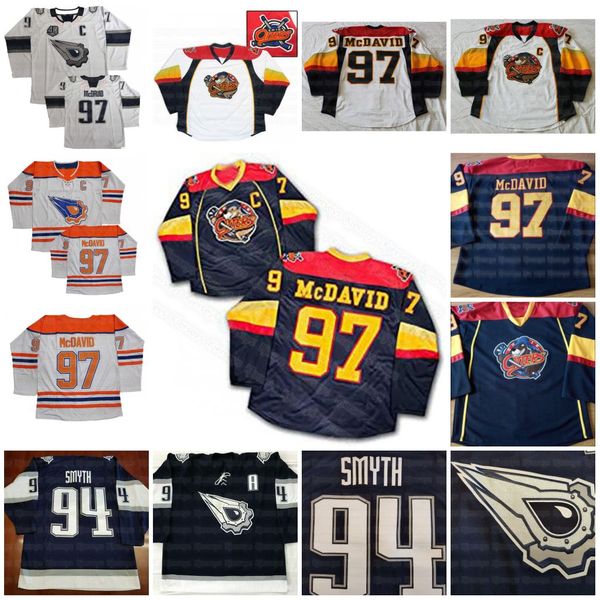 

vintage 97 mcdavid 94 ryan smyth hockey jerseys koho women's youth oil gear navy sewing custom any name and size s-4xl, Black;red