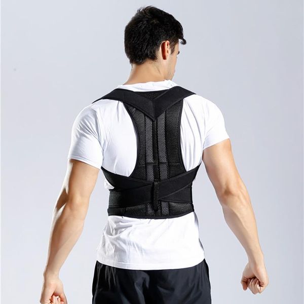 

spine back corset posture correction steel straps babaka corrector men shoulder support belt elastic braces, Black;blue