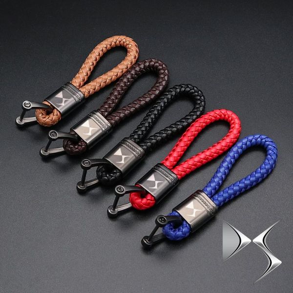 

keychains car key chain for ds spirit ds3 ds4 ds4s ds5 5ls ds6 ds7 2012-2021 2021 2009 leather braided rope logo ring, Silver