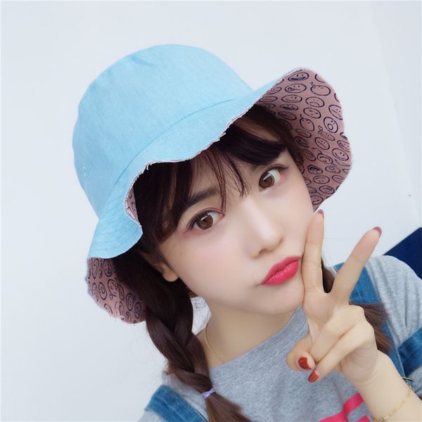 

fisherman's female summer versatile basin hat harajuku soft girl smiling face lovely student travel shade
