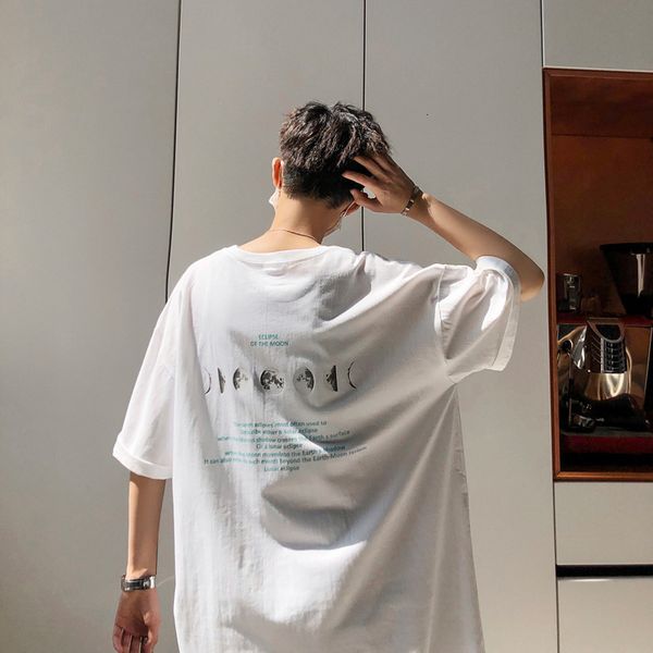 

short t-shirts fashion men's brand hip hop loose half sve t-shirt, White;black