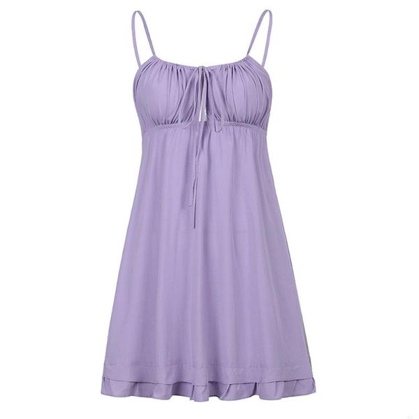 

party dresses summer dress woman sling sleeveless purple pleated high waist sweet slim a-line french fairy ruffled deep mini clothing, White;black
