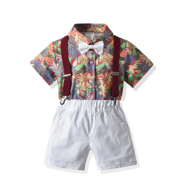 

clothing sets boys 2021 summer toddler clothes 12 3 4 5 6 years children short sleeve suspender + bow tie shirt shorts kids casual suits, White