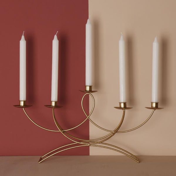 

golden iron candlestick creative retro metal candlelight restaurant dinner candle holders home wedding party deskdecoration