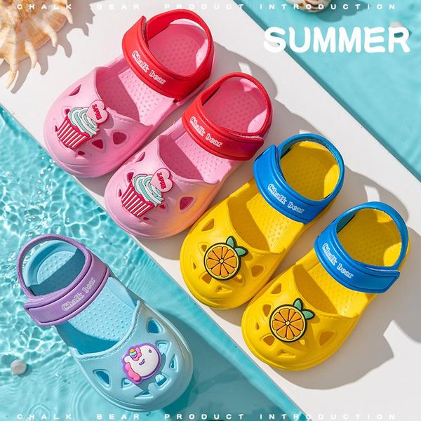 

slipper baby slippers children' sandals 2021 summer cute cartoon boys and girls beach shoes toddler outdoor kids eva, Black;grey