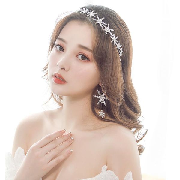 

earrings & necklace ly bridal star headband set rhinestone headpiece wedding hair band, Silver