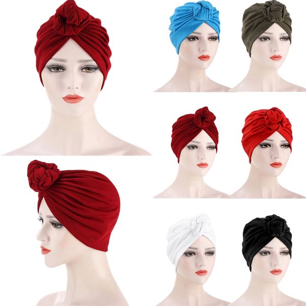 Женщины Turban Connet Soild Color Top Knot Внутреннее Hijab Caps African Twield Headwrap Дама Голова Грузные Грабты Индия Шляпка Hijabs Cap Cap Caper