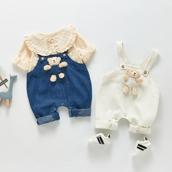 

trousers 2021 autumn baby overalls cute cartoon doll pants for boys and girl denim jumpsuit casual kids jean 6m-3t, Blue