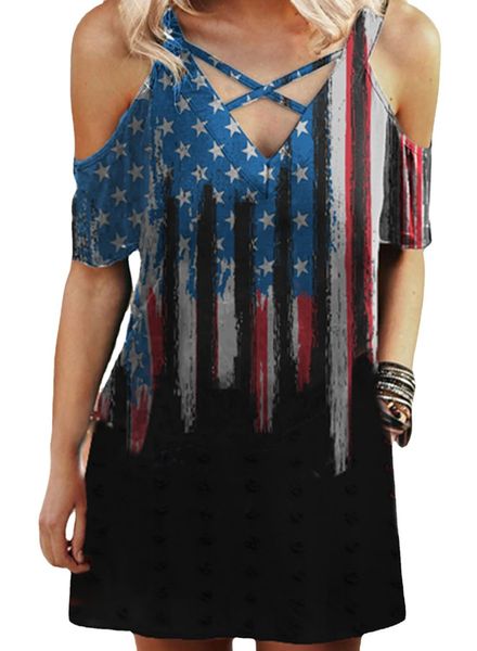 

factoryq635 dress print v-neck cross 2021shopify flag, White;black