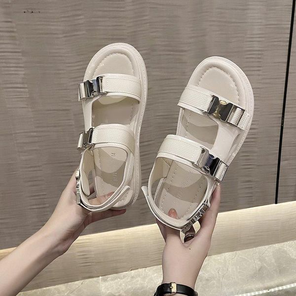 

sandals women summer fashion women's 2021 solid color round head comfortable open toe casual shoes platform, Black