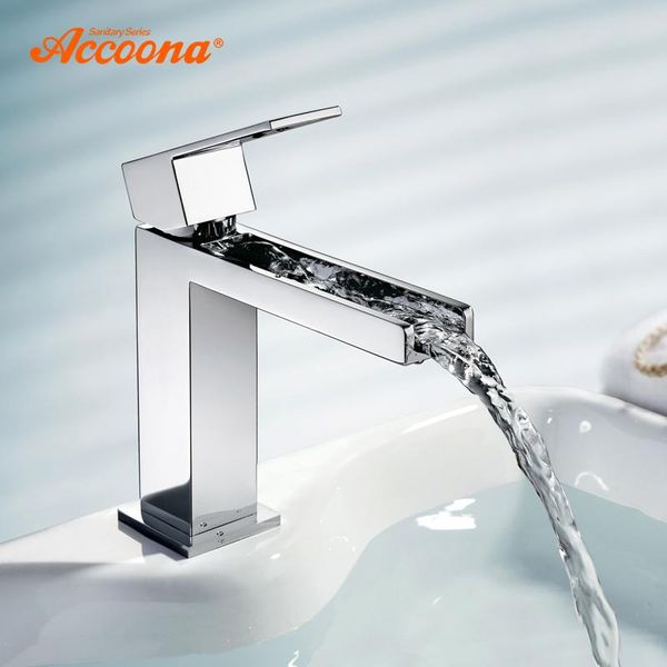 

bathroom sink faucets accoona waterfall faucet chrome polished basin mixer tap water open taps brass body a9090-3