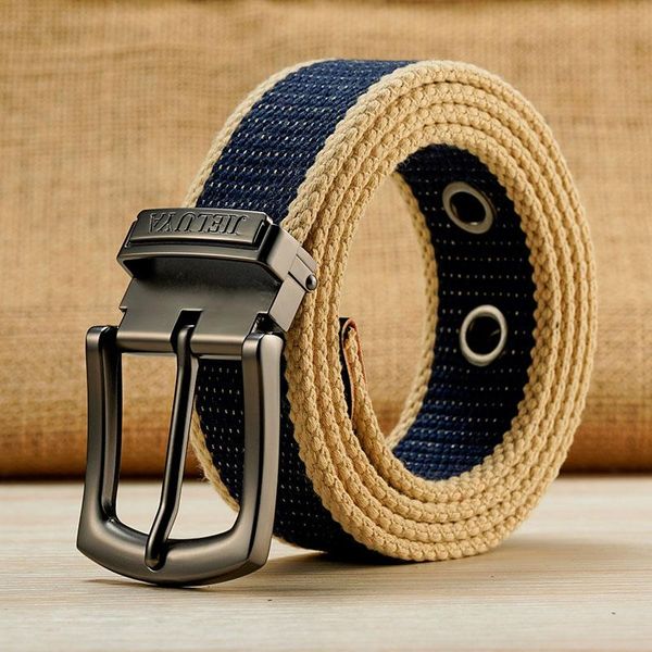 

belts military canvas tactical color matching belt men's alloy pin buckle strip jeans casual women outdoor, Black;brown