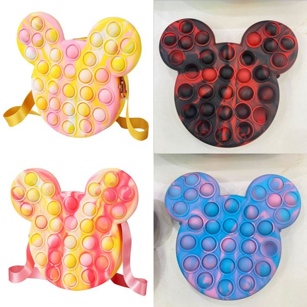 

2022 cartoon fidget purses bag sensory bubble popper backpack purses kids push bubbles toys crossbody fanny pack shoulder bag tote travel sp, White