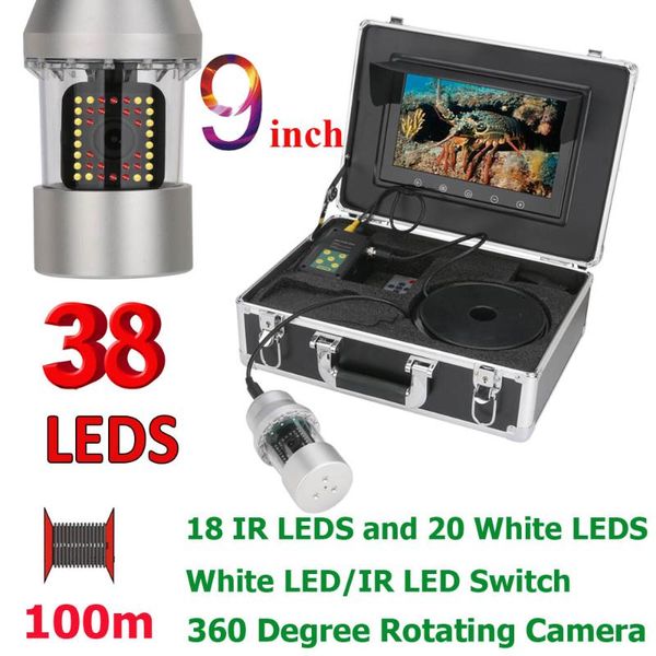

cameras 9 inch 50m 100m underwater fishing video camera fish finder ip68 waterproof 38 leds 360 degree rotating rechargeable