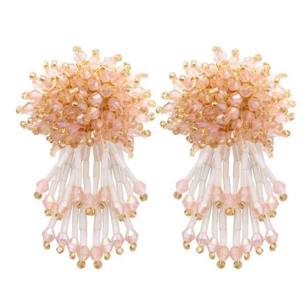 

dangle & chandelier hesiod exaggerated full beads champagne red black crystal earrings flower tassel big drop for women, Silver