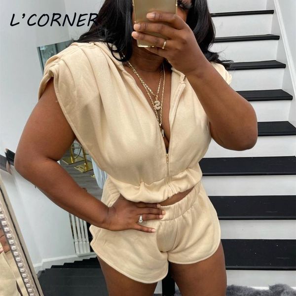 

women's tracksuits ladies tracksuit sets zip up hooded crop shorts set athleisure casual women two piece outfits sports clothes, Gray