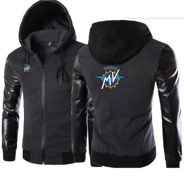 

men's hoodies & sweatshirts 2021 mv agusta hoodie leather sleeve slim jacket motorcycle men sweatshirt male hoody bomber tracksuit, Black