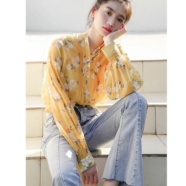 

spring print vintage shirt female oversize long sleeve girls blouse summer women blouses femme blusas 210417, White