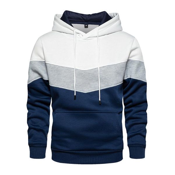 

men's hoodies & sweatshirts 2021 fashion patchwork hooded sweatshirt autumn winter casual fleece warm streetwear long sleeve outwear ov, Black